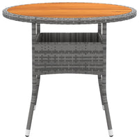 Thumbnail for Gartentisch Ø80x75 cm Akazienholz und Poly Rattan Grau