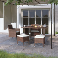 Thumbnail for 4-tlg. Gartenstuhl und Hocker Set Poly Rattan Braun