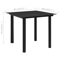 Thumbnail for Garten-Esstisch Schwarz 80x80x74 cm Stahl und Glas