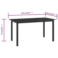Thumbnail for Gartentisch Schwarz 150x90x74 cm Aluminium und Glas