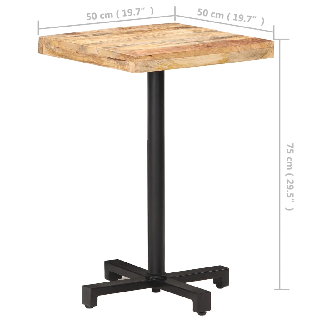 Bistrotisch Quadratisch 50x50x75 cm Raues Mangoholz