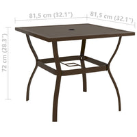 Thumbnail for Gartentisch Braun 81,5x81,5x72 cm Stahl