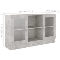 Thumbnail for Vitrinenschrank Betongrau 120x30,5x70 cm Holzwerkstoff