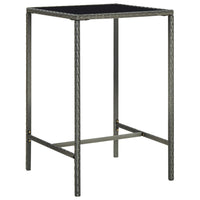 Thumbnail for Garten-Bartisch Grau 70x70x110 cm Poly Rattan und Glas