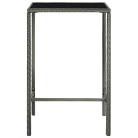 Thumbnail for Garten-Bartisch Grau 70x70x110 cm Poly Rattan und Glas