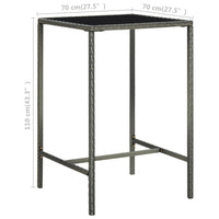 Thumbnail for Garten-Bartisch Grau 70x70x110 cm Poly Rattan und Glas