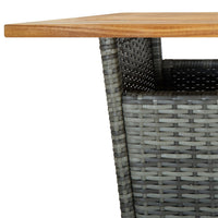Thumbnail for Bartisch Grau 60x60x110 cm Poly Rattan und Massivholz Akazie