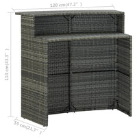Thumbnail for Garten-Bartisch Grau 120x55x110 cm Poly Rattan