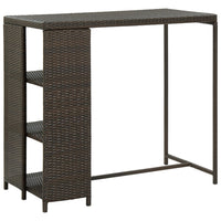 Thumbnail for Bartisch mit Regal Braun 120x60x110 cm Poly Rattan