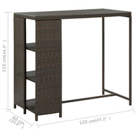 Thumbnail for Bartisch mit Regal Braun 120x60x110 cm Poly Rattan