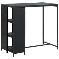 Thumbnail for Bartisch mit Regal Schwarz 120x60x110 cm Poly Rattan