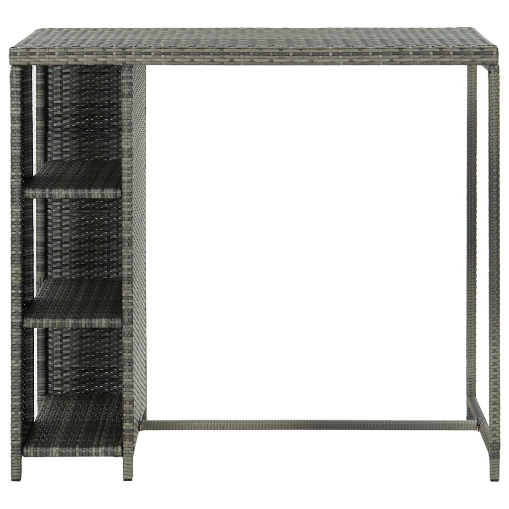 Bartisch mit Regal Grau 120x60x110 cm Poly Rattan