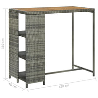 Thumbnail for Bartisch mit Regal Grau 120x60x110 cm Poly Rattan