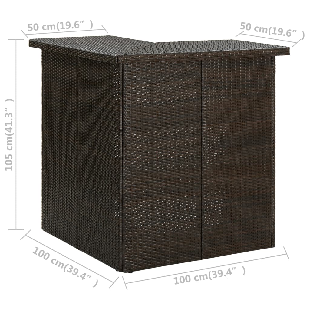 Eck-Bartisch Braun 100x50x105 cm Poly Rattan