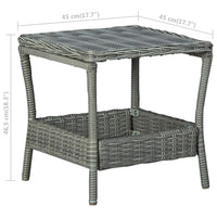 Thumbnail for Gartentisch Hellgrau 45x45x46,5 cm Poly Rattan