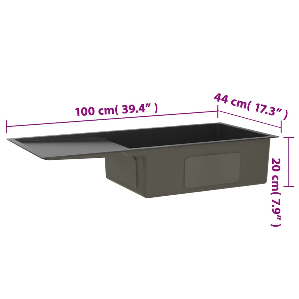 Handgemachte Einbauspüle Schwarz Edelstahl