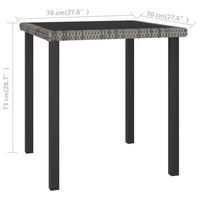 Thumbnail for Garten-Esstisch Grau 70x70x73 cm Poly Rattan