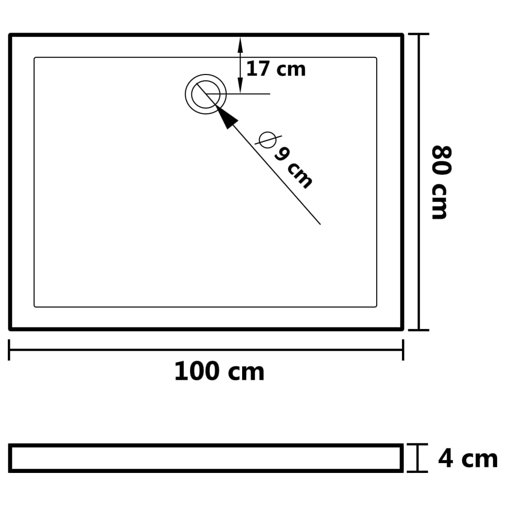 Duschwanne Anti-Rutsch Weiß 80x100x4 cm ABS