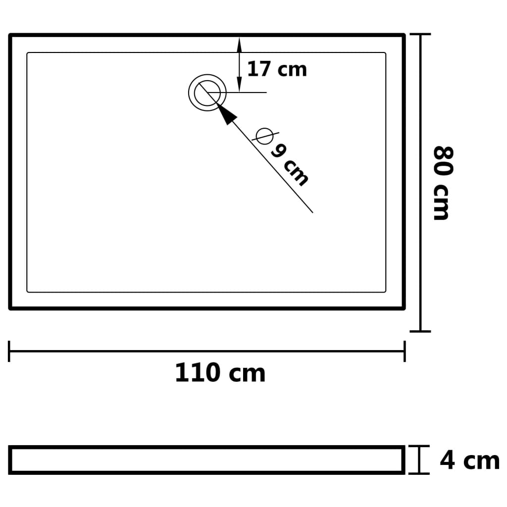 Duschtasse ABS Rechteckig Weiß 80x110 cm