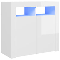Thumbnail for Sideboard mit LED-Leuchten Hochglanz-Weiß 80x35x75 cm