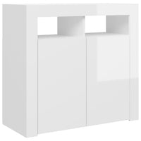 Thumbnail for Sideboard mit LED-Leuchten Hochglanz-Weiß 80x35x75 cm