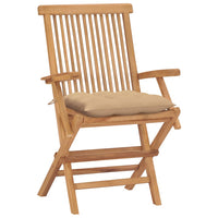 Thumbnail for Gartenstühle mit Beige Kissen 4 Stk. Massivholz Teak