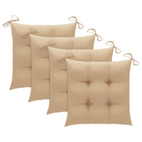 Thumbnail for Gartenstühle mit Beige Kissen 4 Stk. Massivholz Teak