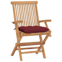 Thumbnail for Gartenstühle mit Weinroten Kissen 4 Stk. Massivholz Teak