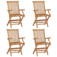Thumbnail for Gartenstühle mit Weinroten Kissen 4 Stk. Massivholz Teak