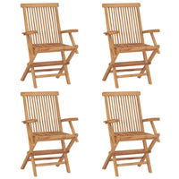 Thumbnail for Gartenstühle mit Blauen Kissen 4 Stk. Massivholz Teak