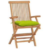Thumbnail for Gartenstühle mit Hellgrünen Kissen 4 Stk. Massivholz Teak