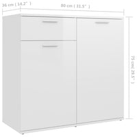 Thumbnail for Sideboard Hochglanz-Weiß 80x36x75 cm Holzwerkstoff