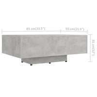 Thumbnail for Couchtisch Betongrau 85x55x31 cm Holzwerkstoff