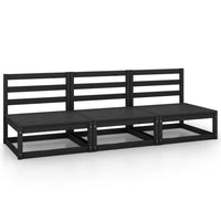 Thumbnail for Garten-Mittelsofas 3 Stk. Schwarz Kiefer Massivholz