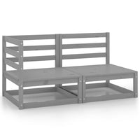 Thumbnail for 2-tlg. Garten-Lounge-Set Grau Kiefer Massivholz