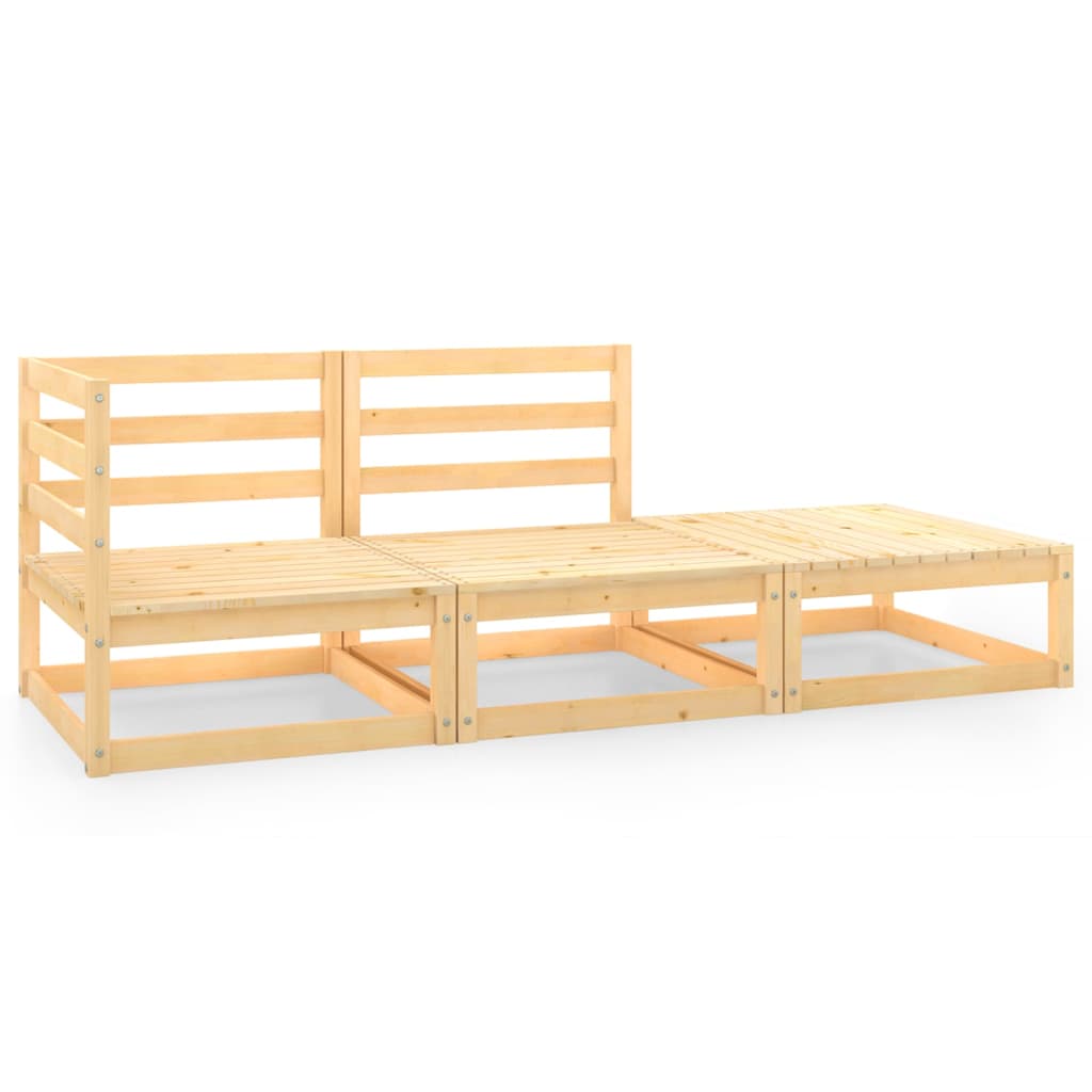 3-tlg. Garten-Lounge-Set Massivholz Kiefer