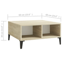 Thumbnail for Couchtisch Weiß und Sonoma-Eiche 60x60x30 cm Holzwerkstoff
