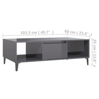 Thumbnail for Couchtisch Hochglanz-Grau 103,5x60x35 cm Holzwerkstoff