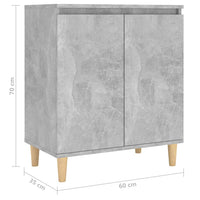 Thumbnail for Sideboard mit Massivholz-Beinen Betongrau 60x35x70 cm