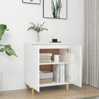 Thumbnail for Sideboard mit Massivholz-Beinen Hochglanz-Weiß 60x35x70 cm