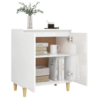 Thumbnail for Sideboard mit Massivholz-Beinen Hochglanz-Weiß 60x35x70 cm