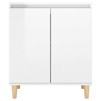 Thumbnail for Sideboard mit Massivholz-Beinen Hochglanz-Weiß 60x35x70 cm