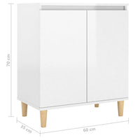 Thumbnail for Sideboard mit Massivholz-Beinen Hochglanz-Weiß 60x35x70 cm