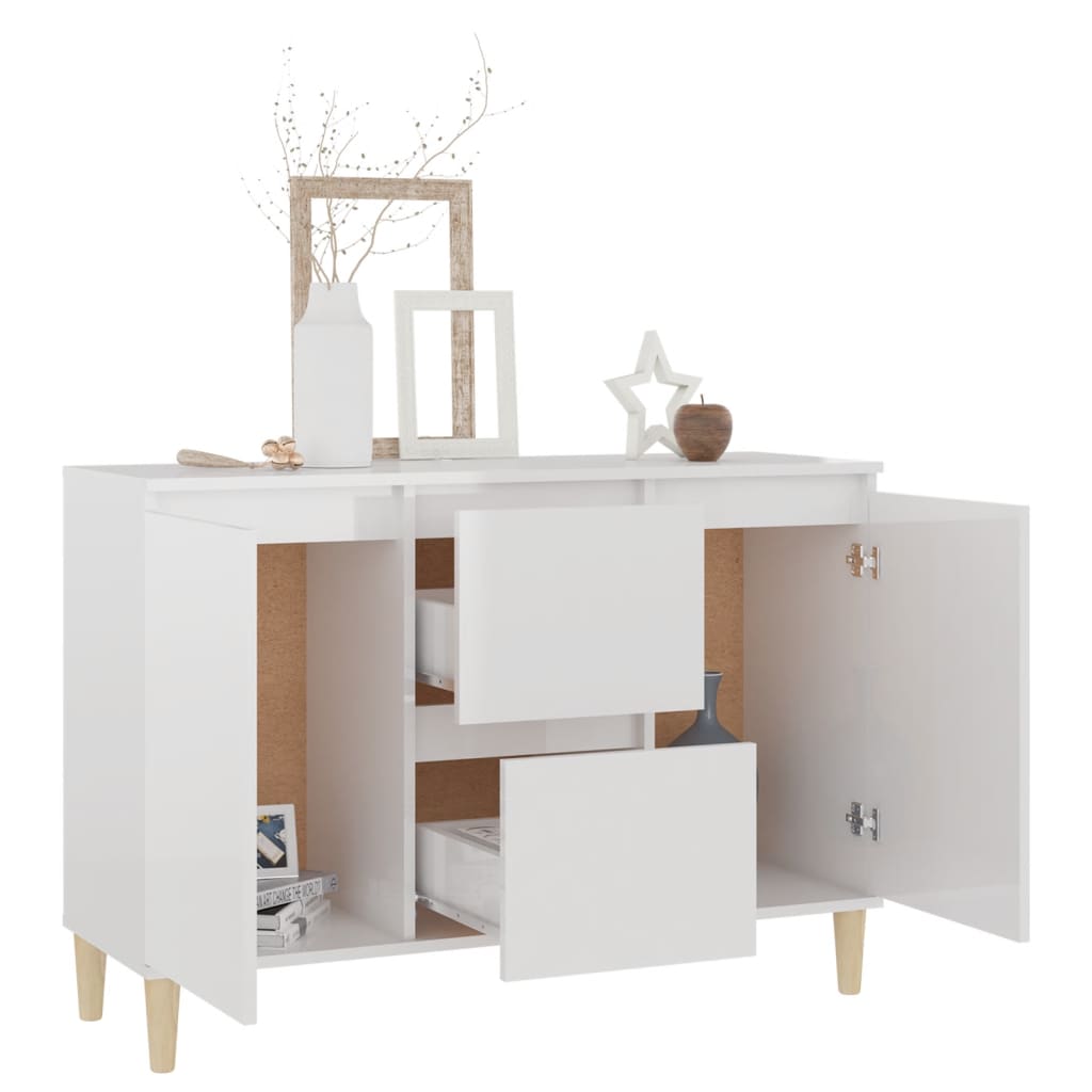 Sideboard Hochglanz-Weiß 101x35x70 cm Holzwerkstoff