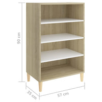 Thumbnail for Sideboard Weiß Sonoma-Eiche 57x35x90 cm Holzwerkstoff
