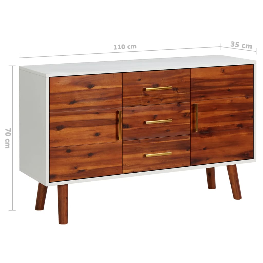 Sideboard 110x35x70 cm Massivholz Akazie und MDF