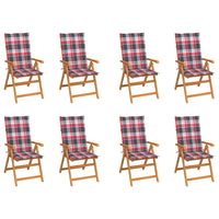 Thumbnail for Verstellbare Gartenstühle mit Auflagen 8 Stk. Massivholz Teak