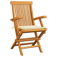 Thumbnail for Gartenstühle mit Creme Kissen 8 Stk. Massivholz Teak