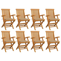 Thumbnail for Gartenstühle mit Beigen Kissen 8 Stk. Massivholz Teak