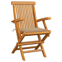 Thumbnail for Gartenstühle mit Beigen Kissen 8 Stk. Massivholz Teak